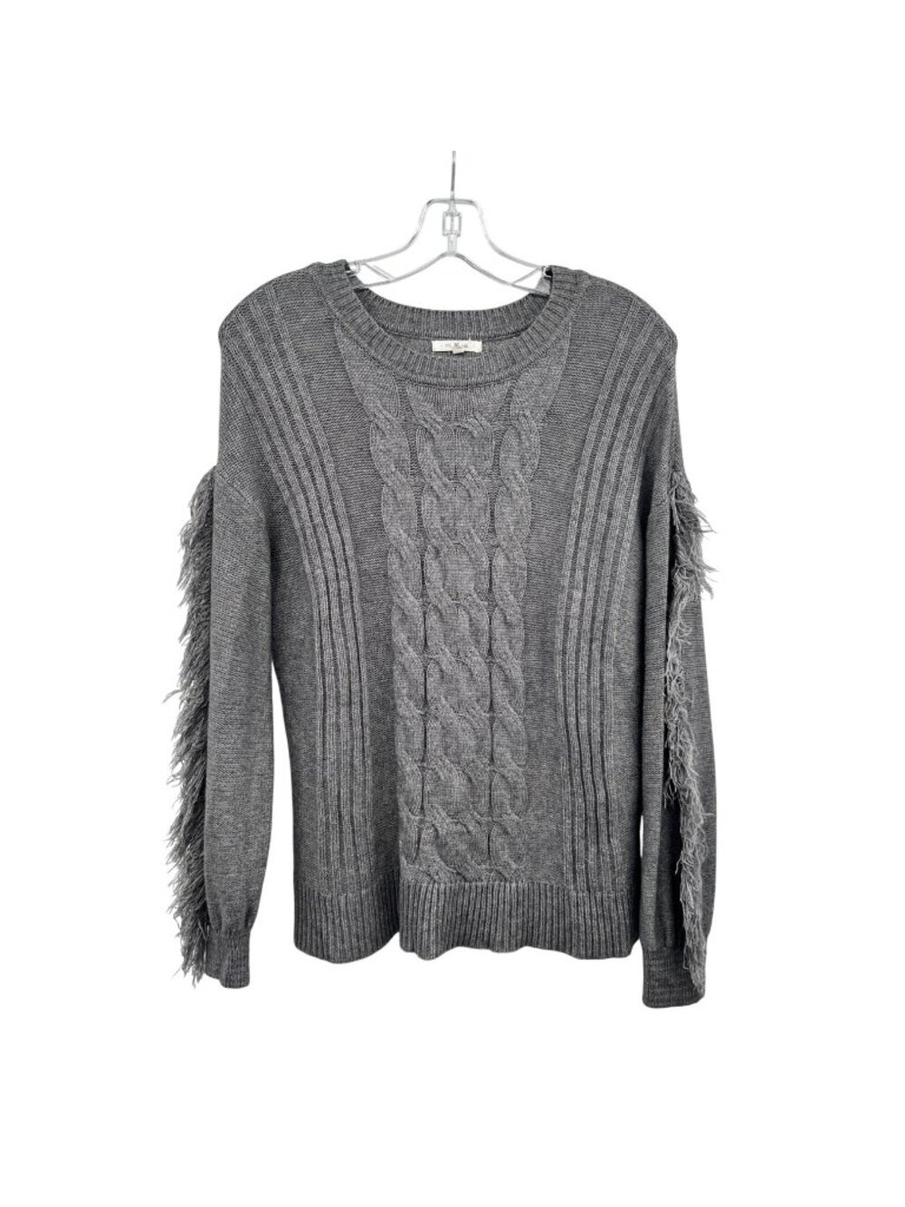 Maurices Womens Knit Sweater Long Sleeve Fringe Gray Size Medium